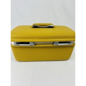 Samsonite Saturn II Vintage Train Case Mustard Yellow Hard Makeup Travel Case